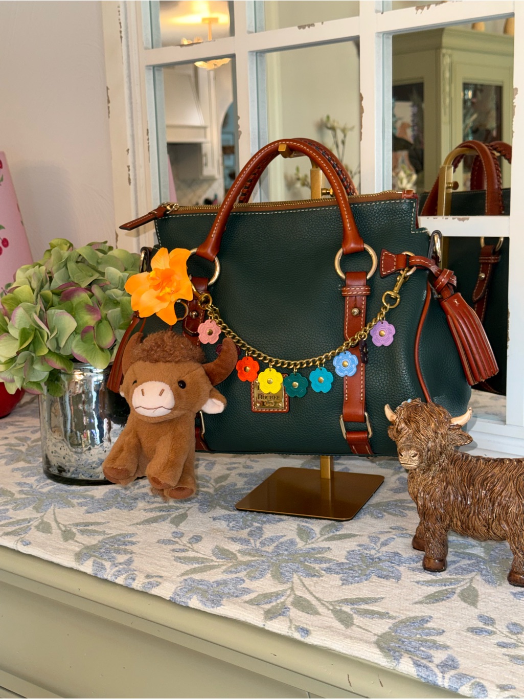 Dooney And Bourke Ivy Green Pebbled Leather Satchel